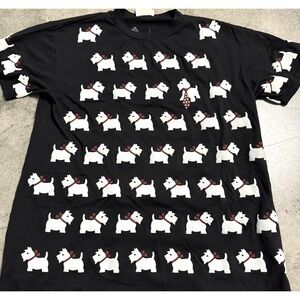 90s Spumoni Franko Dogs AOP Puff Print Black T-Shirt Mens Sz L Vintage ALL OVER